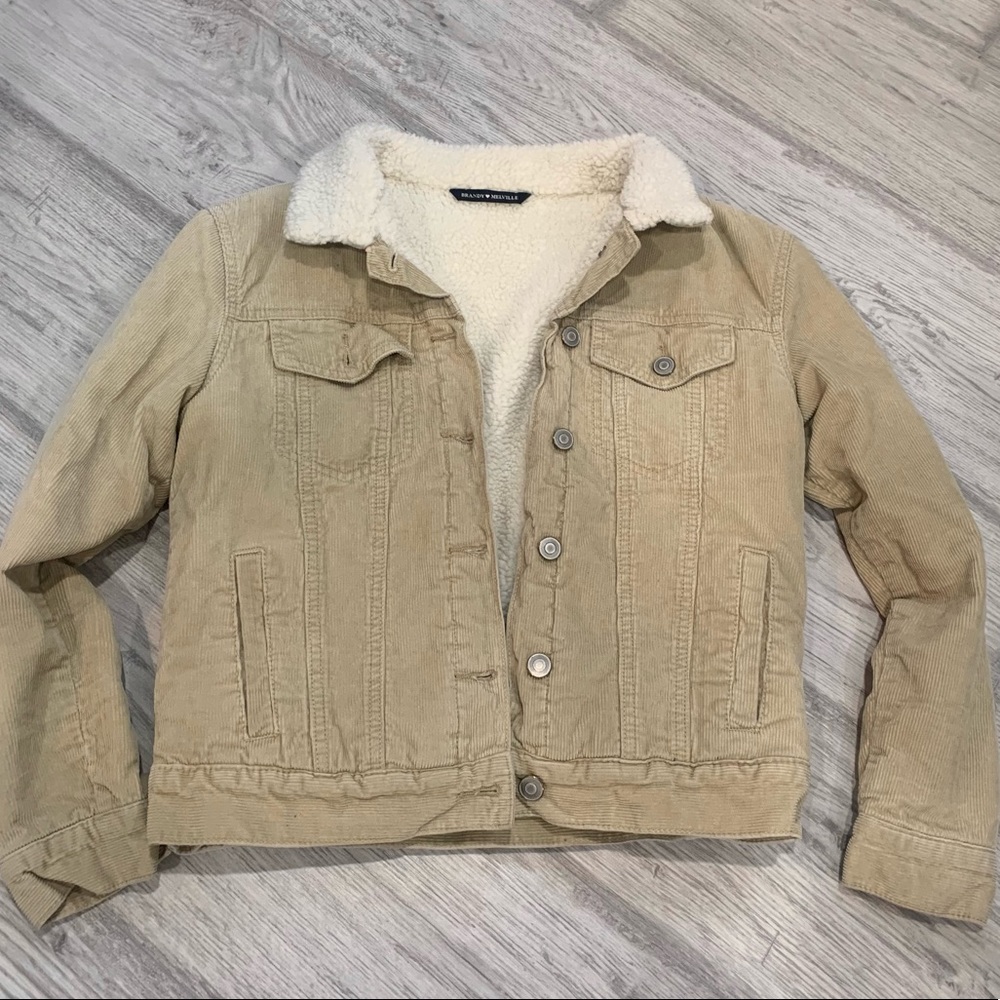 Brandy Melville Sherpa lined corduroy jacket tan beige small